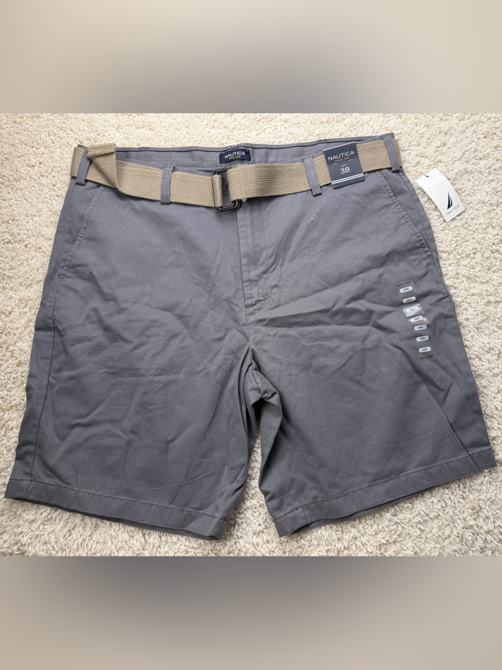 Nautica Men's 38 Gray Flat-Front Shorts NWT